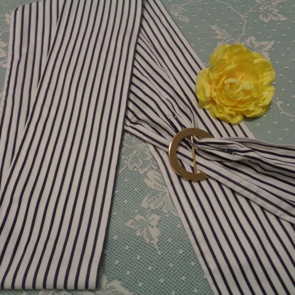 FRENCH GIRL STYLE STRIPES CLOTHE WRAP BELT W GOLDTONE BUCKLE main image 6